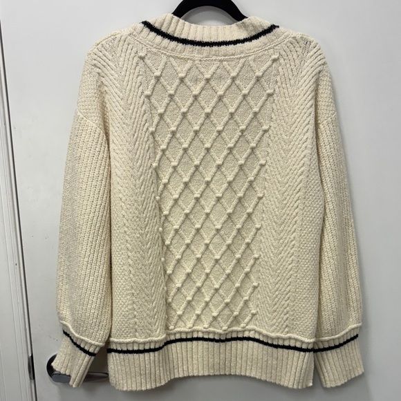 ANTHROPOLOGIE MAEVE THE TILLIE V NECK PULLOVER SWEATER XL PETITE IVORY CHUNKY - Picture 3 of 5